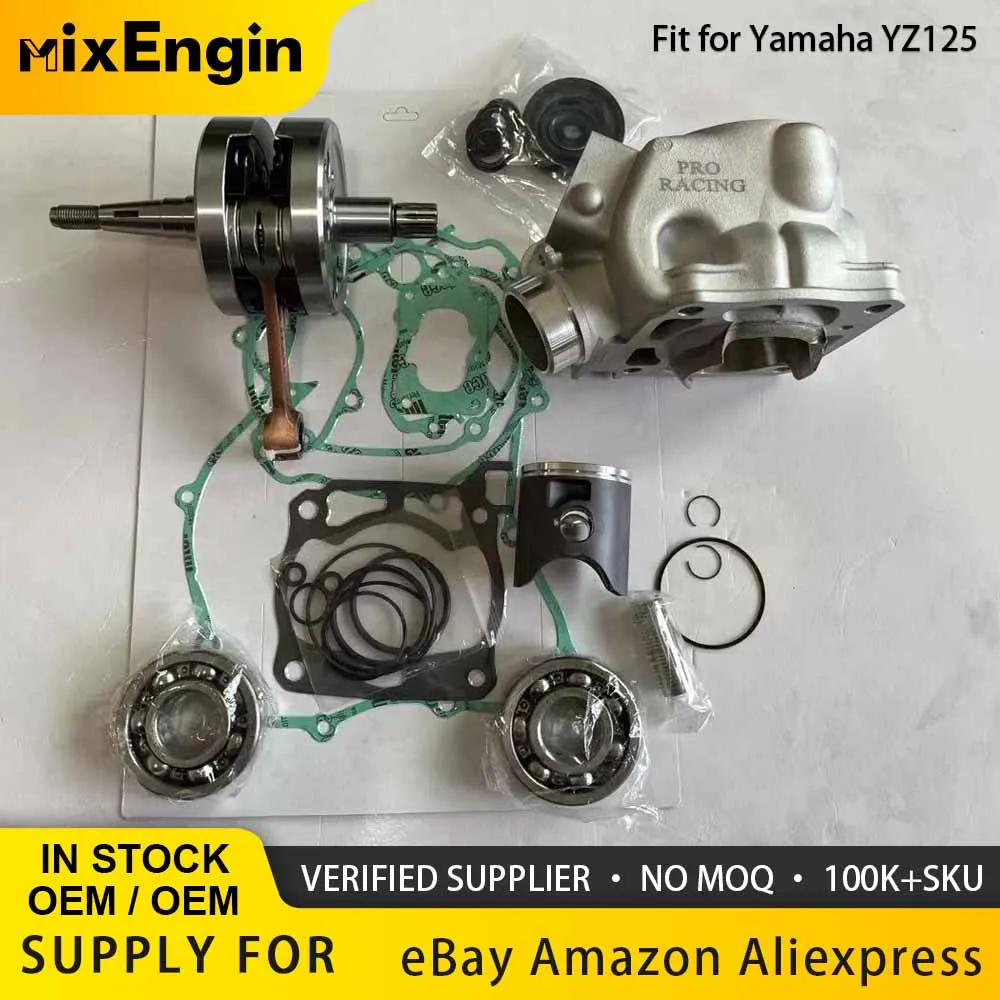 

Motorcycle Engine Crankshaft Top End Rebuild Kit Piston Sets Oil Seal Cylinder Bore 54mm For 05-22 Yamaha YZ125 Gasket Kit 125cc