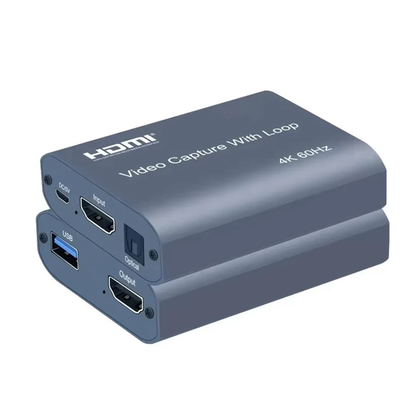 4K HDMI Video Capture Card with Loop Output 1080P 60Hz USB2.0 Recorder Live Streaming HDMI Video Recording Device with Audio