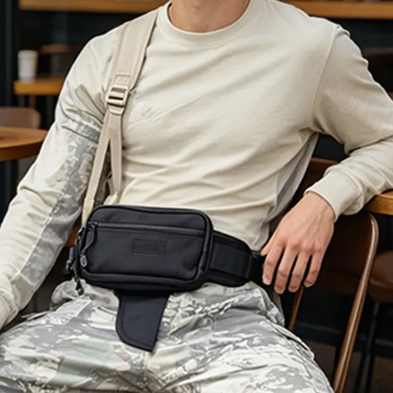 Men Outdoor Camouflage Tactical Waist Pack With Concealed Holster Multifunctional Extendable Multiple Pockets Storage Bag
