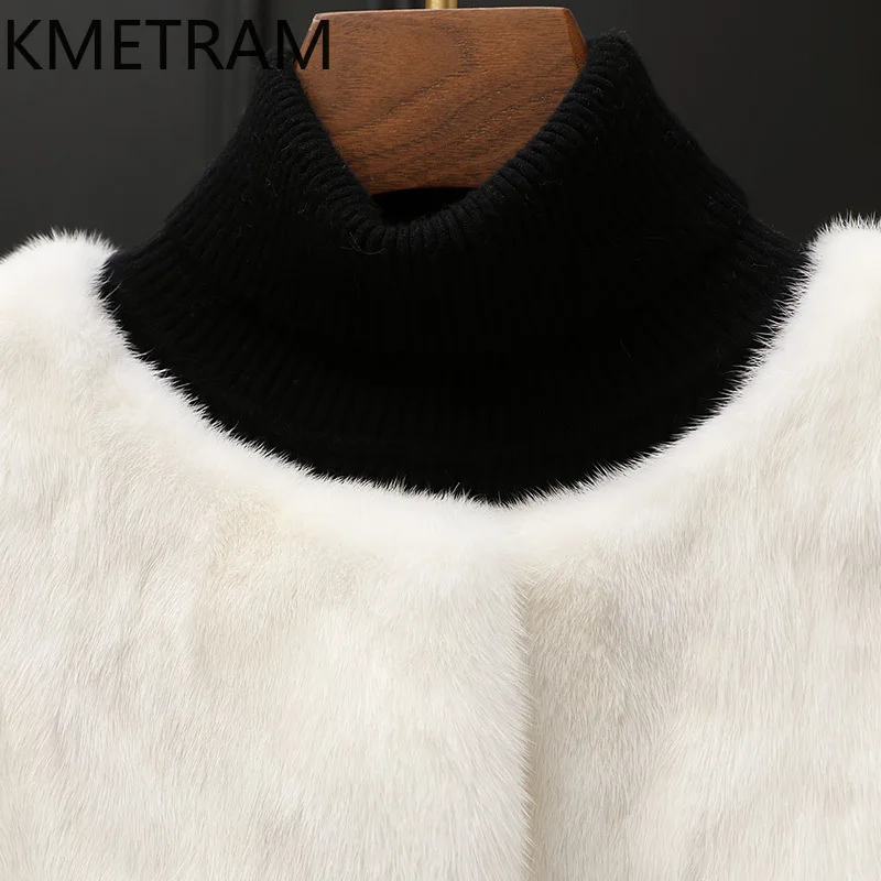 100% 밍크 퍼 재킷 여성 고급 화이트 숏 리얼 퍼 코트 고품질 겨울옷 여성용 퍼 재킷 2025 푸루르