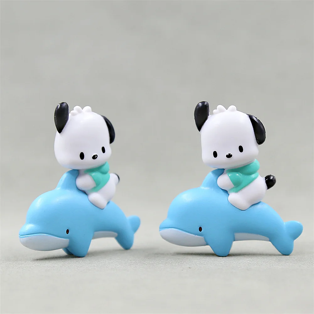 Sanurgente-Figurines d\'action Pochacco pour enfants, décoration de gâteau Kawaii, modèle de dessin animé, ornement, jouets mignons, cadeaux de Noël