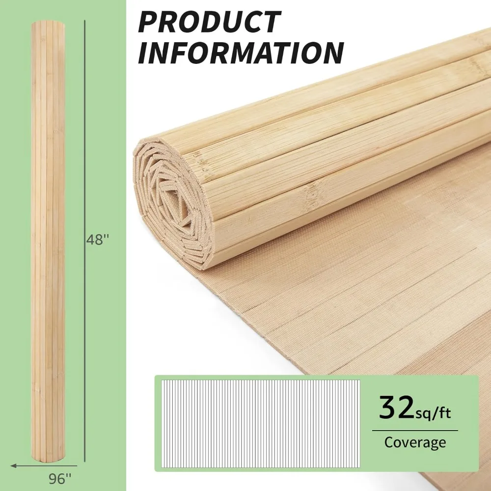 Panneau mural en bambou naturel 48x96 pouces, pour décoration murale intérieure, panneaux de revêtement mural d'enveloppe de poteau Flexible