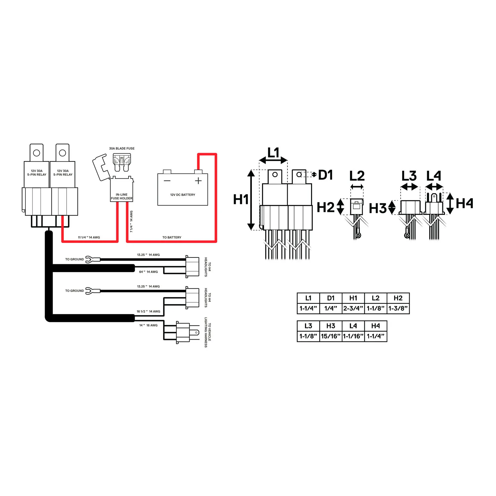 Cablaggio di conversione relè faro flessibile ad alta stabilità H4 Cablaggio relè faro per H6054 H5054 H6054LL 6014 6052 6053