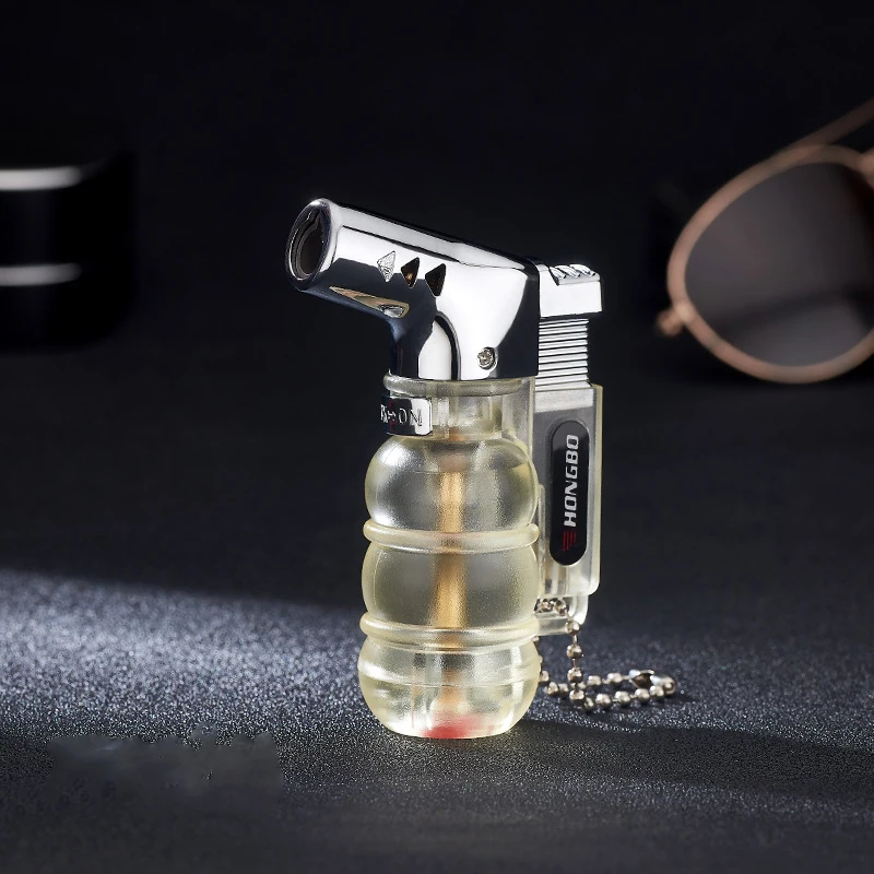 Turbo Jet Windproof Spray Gun Visible Butane Gas Lighter Cigar Pipe Cigarette Accessories Outdoor Camping Ignition Tool