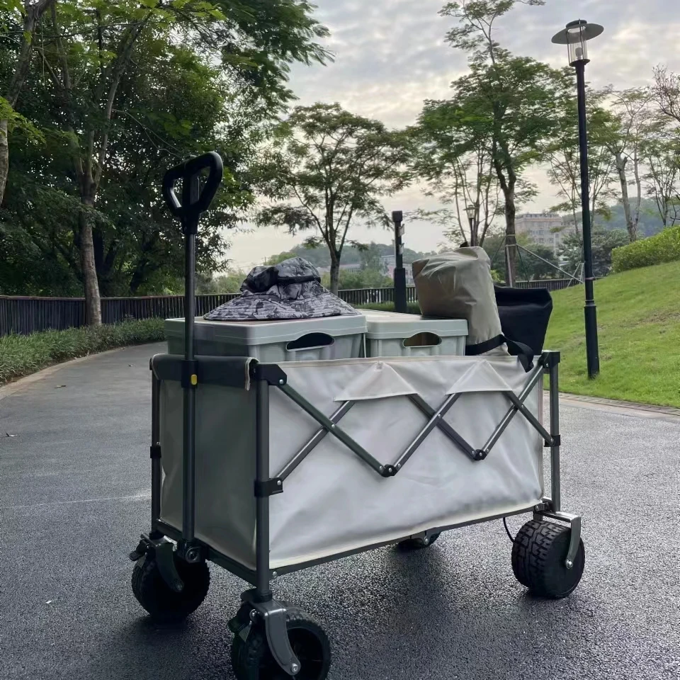 2024 New Design Electric Folding Camping Wagon Cart Outdoor Picnic Beach Camping Wagon Trolley Garden Trail Cart Wagon