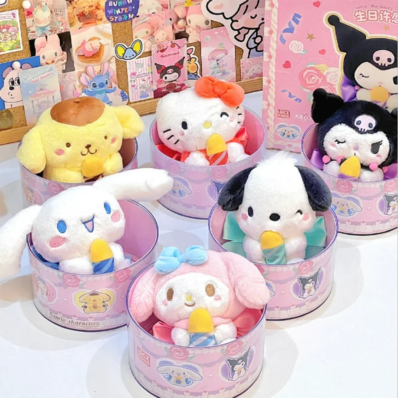 Sanrio Birthday Wishes Blind Box Figurka akcji Kulomi Melody Cinnamon Big Ears Pacha Dog Modne ozdoby do zabawy Dziewczynki zabawki dla dzieci G