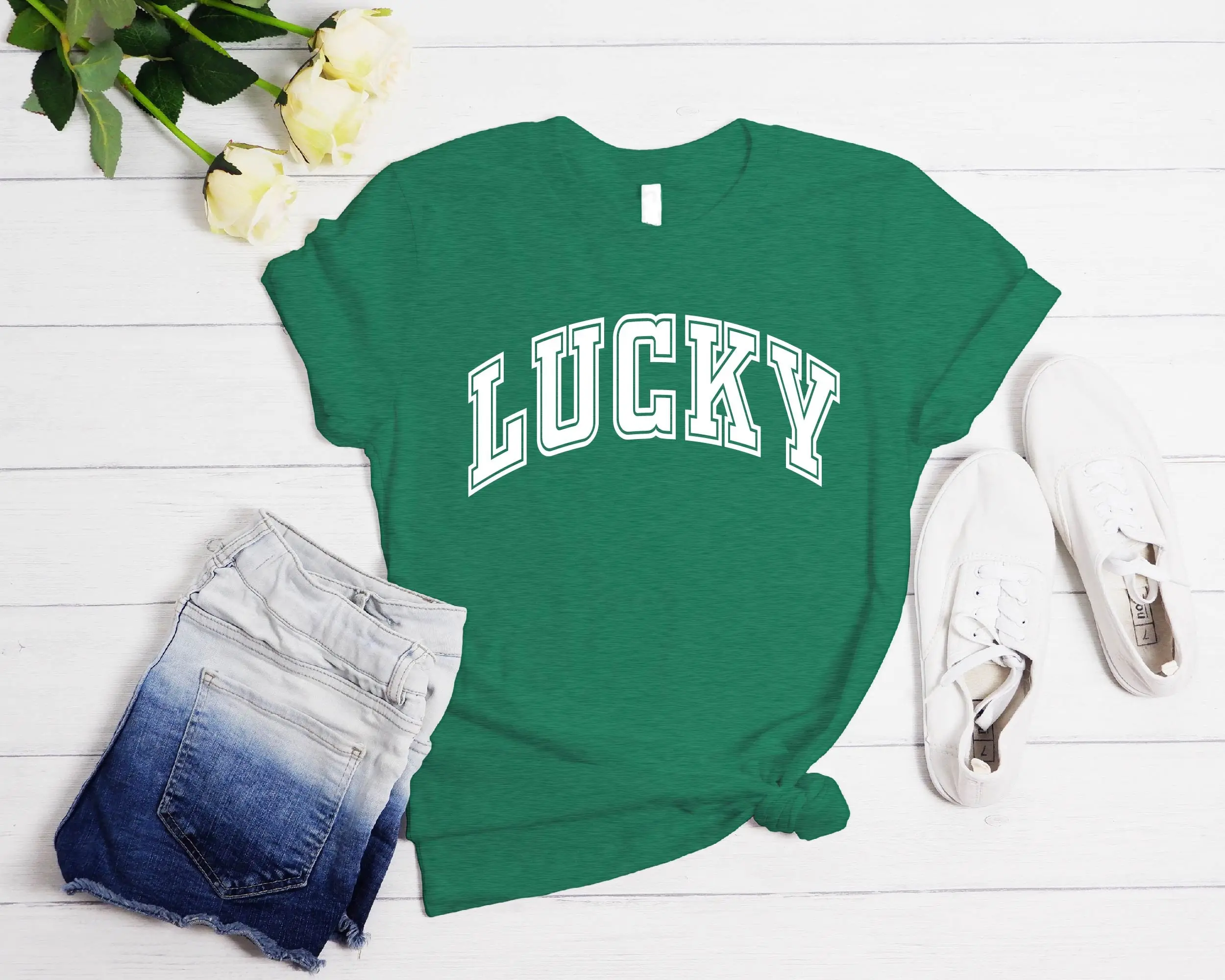 Lucky T Shirt St Patricks Day Four Leaf Clover Irish Saint s Da