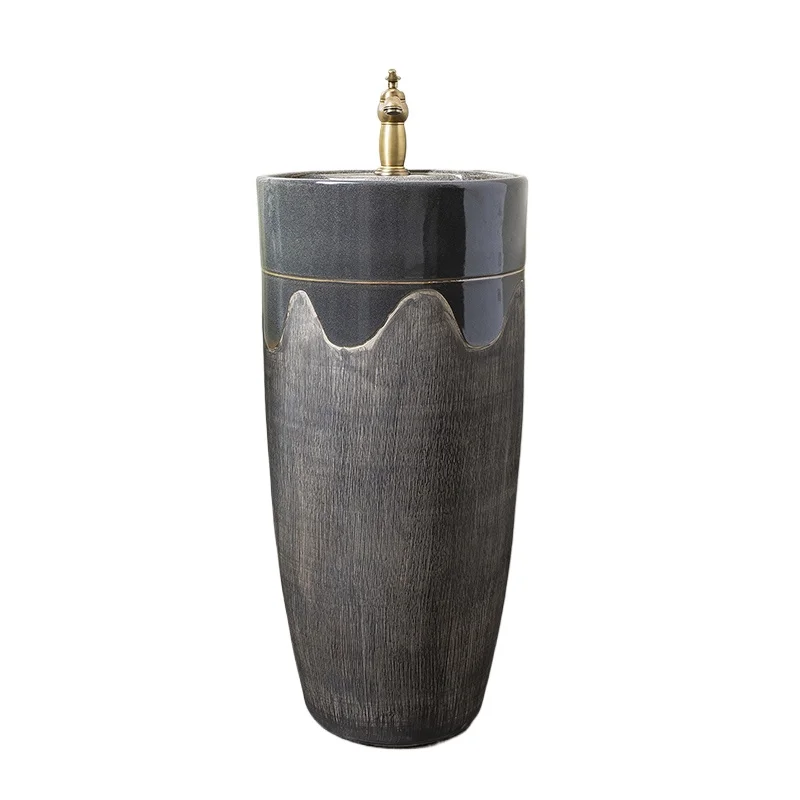 

Ceramic column basin household bathroom washbasin balcony outdoor floor-to-ceiling washbasin