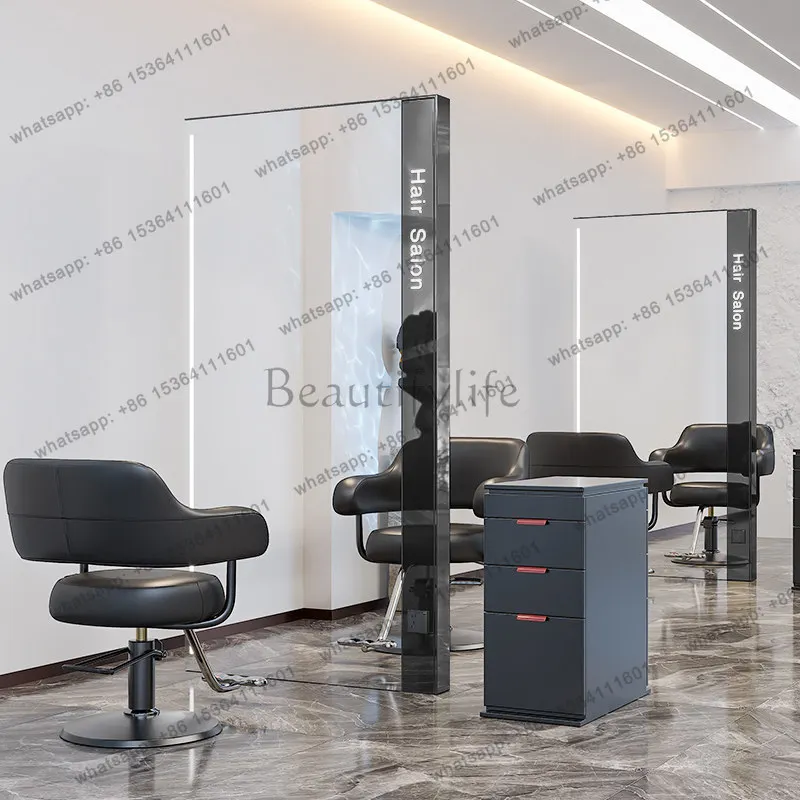 Cutting Mirror Table Hair Salon Dyeing and Ironing Single-sided Double-sided Floor-to-ceiling Hair Salon with Light Barber