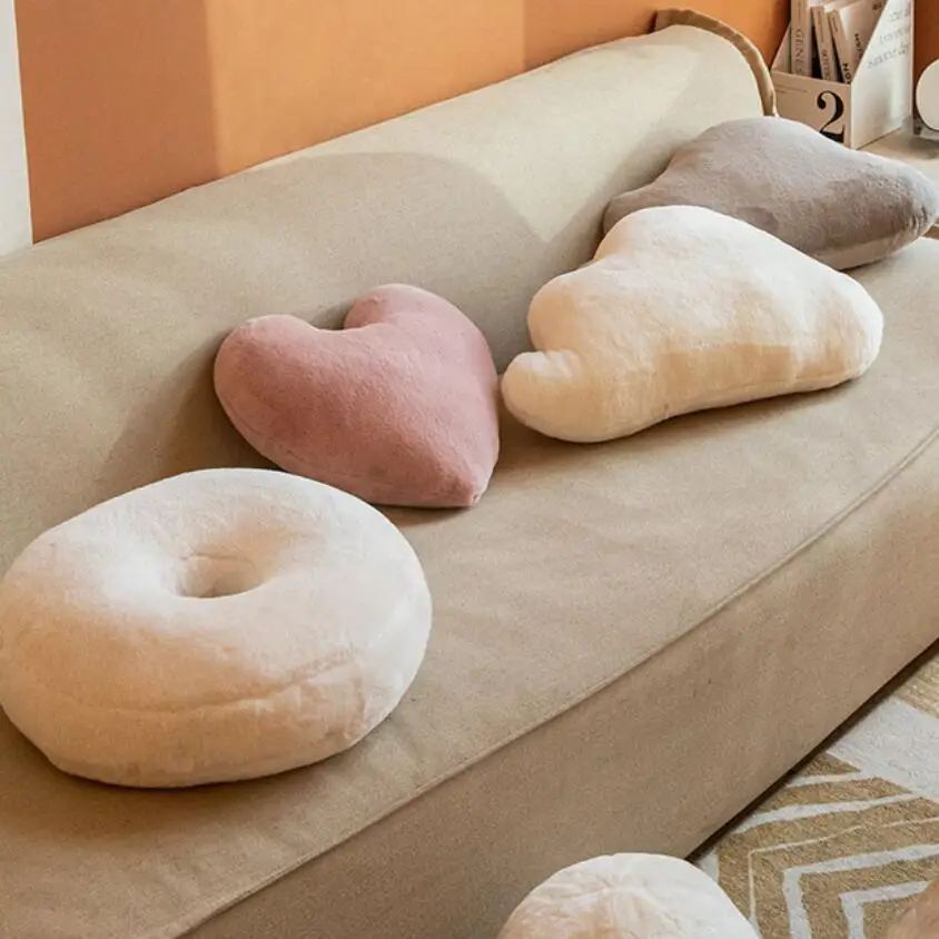 Super Soft Plush Pillow Stuffed Cloud Love Heart Shaped Cushion Cover Rabbit Hair Room Decor Pillow Seat Throw Cushion Gift