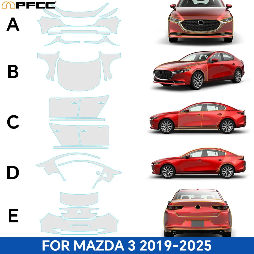 

For Mazda 3 2019 2020 2021 2022-2025 Paint Protection PPF Film Self-Healing Bra Body Sticker Accessories Anti-Scratch Resistant