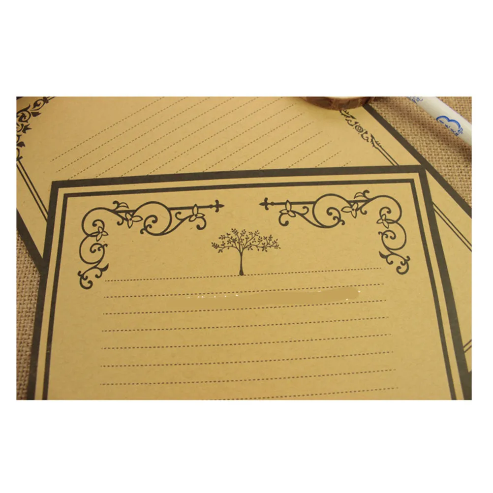 

8Pcs Retro Kraft Letter Writing Paper Set 2 Patterns Vintage Stationery Paper Smooth Writing Notes Letter Sets