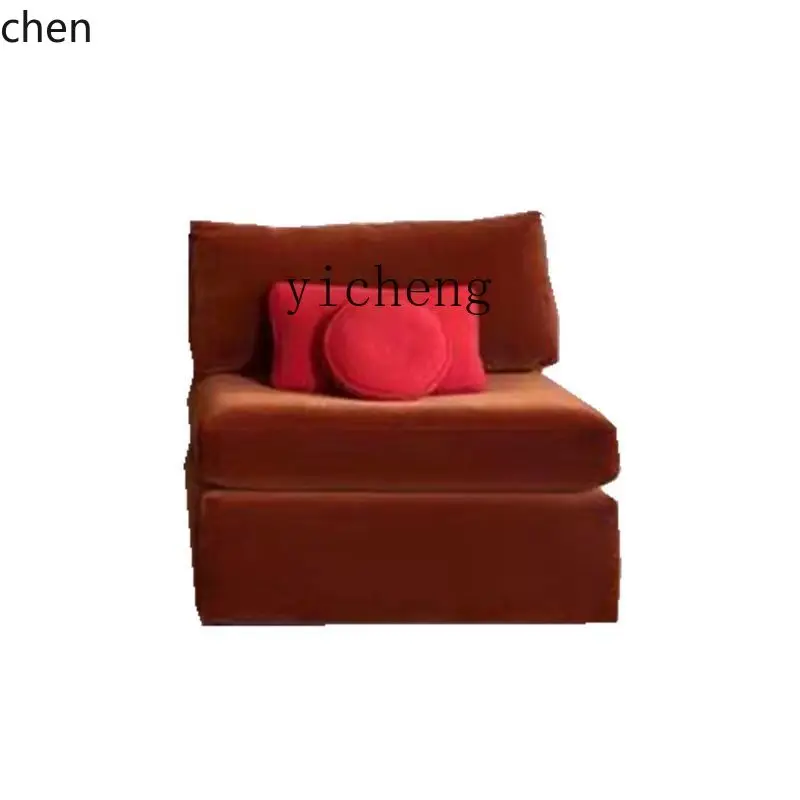 

DSA Retro Caramel Velvet Balcony Leisure Lounge Sofa Chair French Solid Wood Simplicity