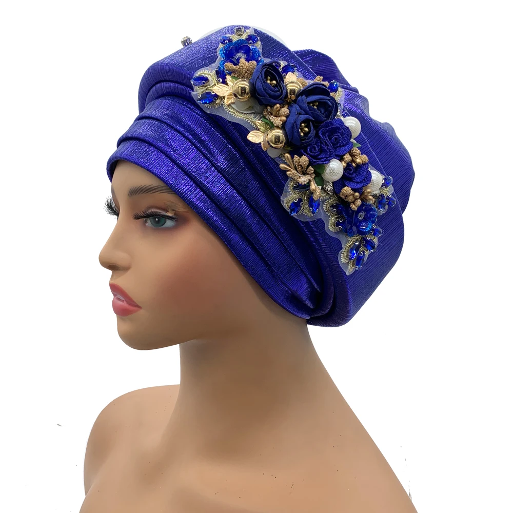 Exquisite Bouquet African Women\'s Turban Cap Ready to Wear Nigeria Auto Gele Headtie Female Fashion Head Wraps Turbante Mujer