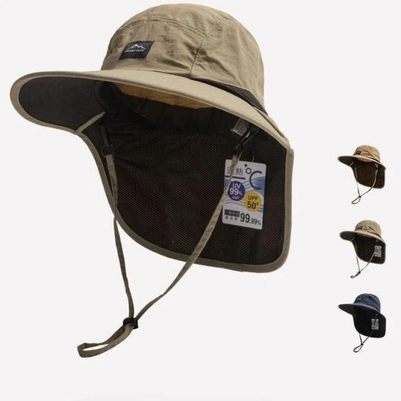 Sombreros Panamá Unisex de Ala Ancha para Verano, Impermeables, de Secado Rápido, con Visera, Gorros de Pescador Transpirables con Malla y Solapa para el Cuello