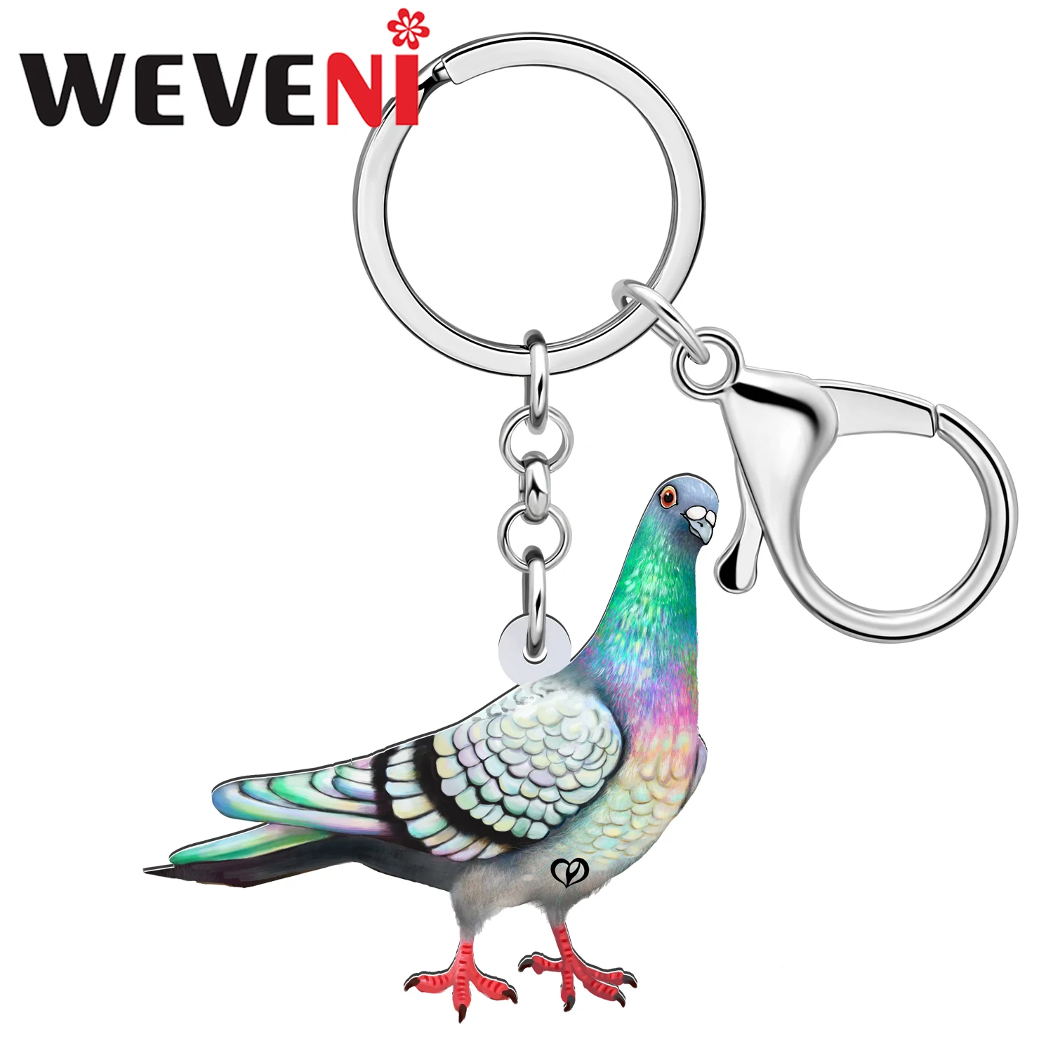 WEVENI Acrylic Fun Pigeon Keychains Bird Key Chains Charm Jewelry Gifts Trendy Car Purse Bag Key Ring For Women Kids Girls Teen