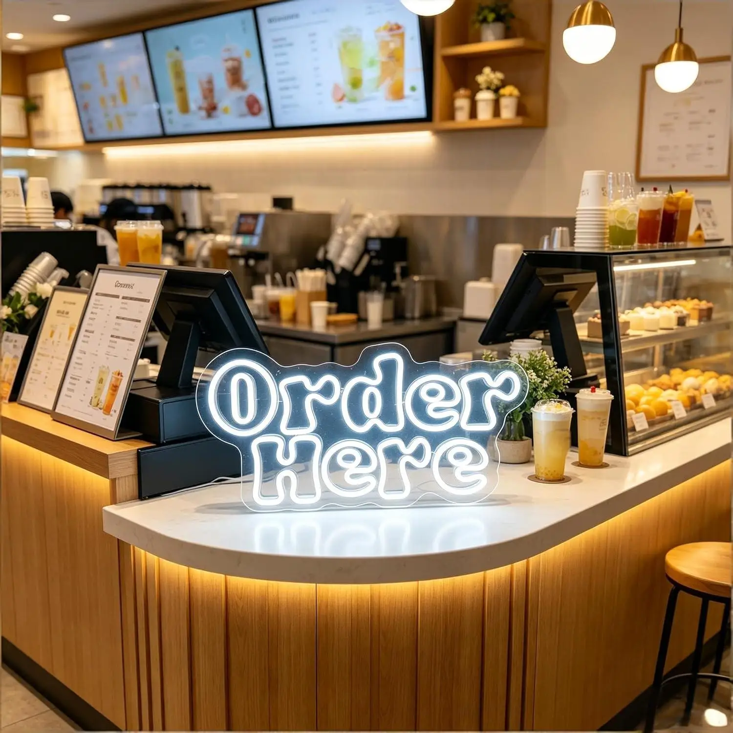 Order Here Neon Sign USB Dimmable LED Light for Wall Decor Bar Shop Restaurant Cafe Food Truck Commercial Art Decoration Gifts view 2