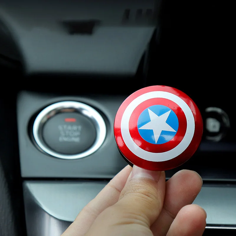 Marvel Captain America Iron Man Car Engine Ignition Start Switch Button Protective Cover Sticker Marvel Car Trim Accessories Toy