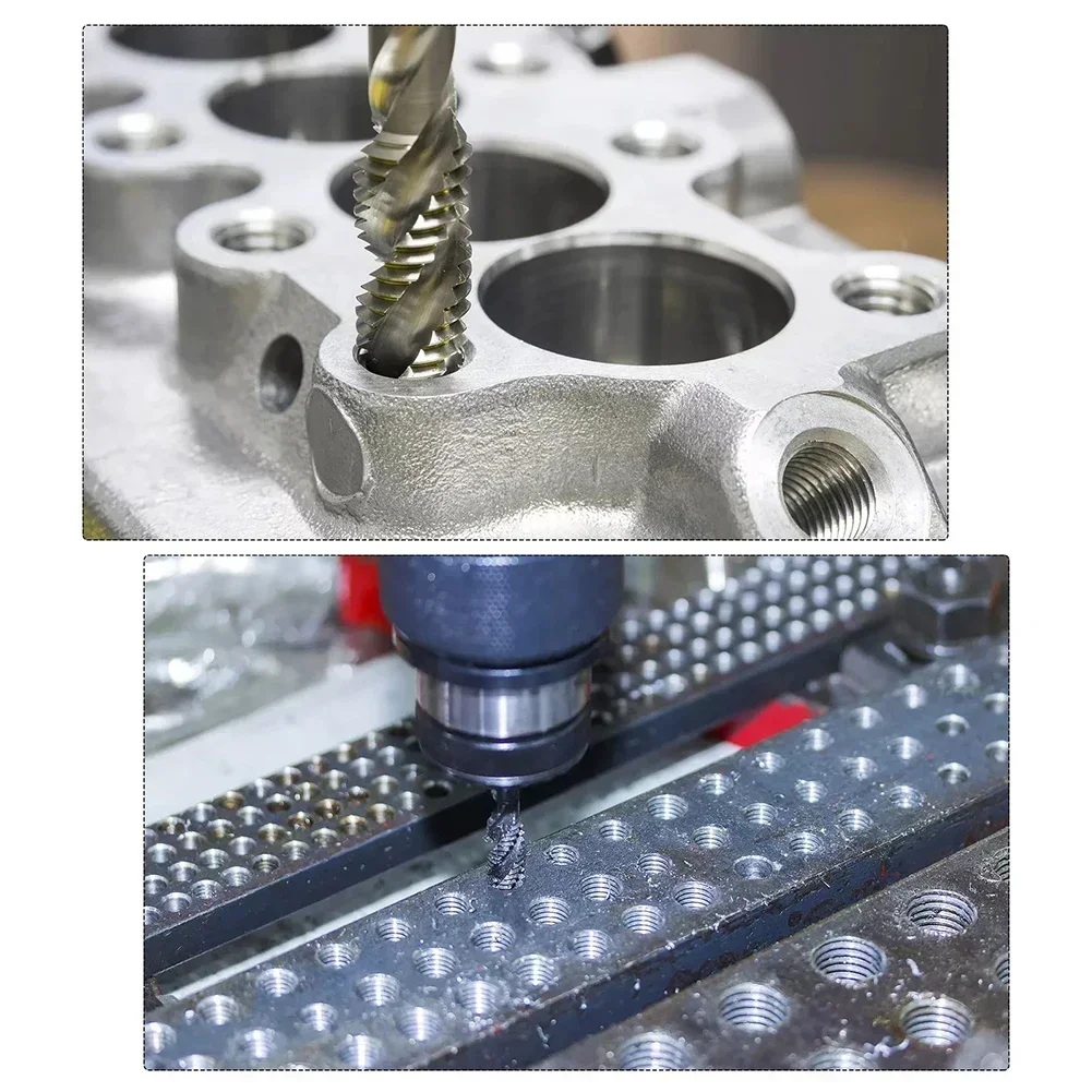 2 uds M8 X 1,25 grifo de flauta en espiral máquina métrica grifo de rosca mano derecha HSS grifo estriado en espiral 22mm longitud de rosca fresadoras