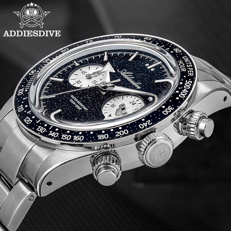 ADDIESDIVE Watch Men New Quartz Watches AD2558 Luxury VK64 Chronograph BGW9 Luminous Dive 100m Waterproof 316L Stainless Steel