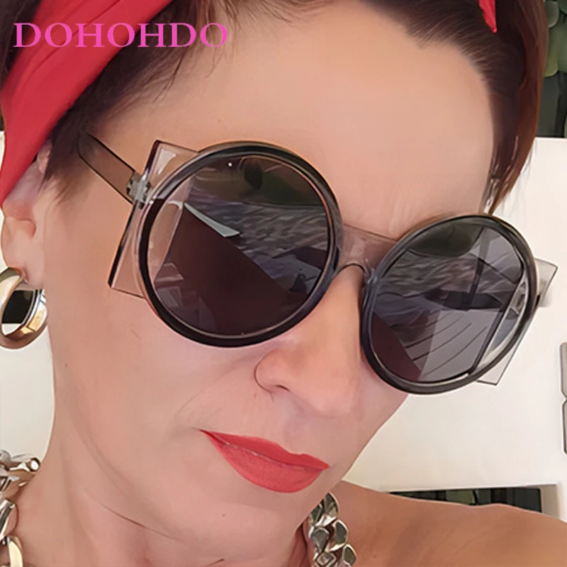 

Trendy Oversized Frame Round Women Sunglasses Brand Design Retro Men Sun Glasses Outdoor Driving Party Photography Shades UV400