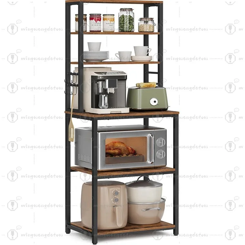 Multi-layer Freestanding Kitchen Organizer Rack, Multifunctional Microwave Oven and Bread Storage Stand
