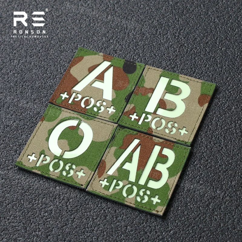 Japanese Flag and Blood Type POS+ Patch Laser Cut Reflective Patches for Tactical Gear Equipment Customize Colors and Sizes