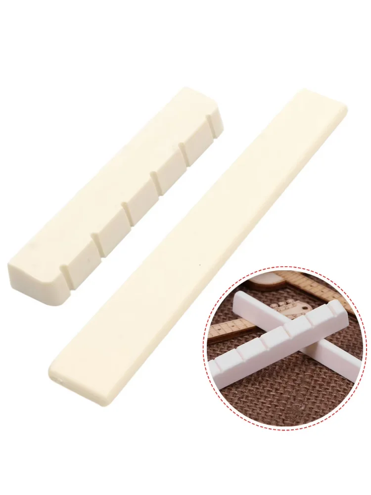 6 String Bone Guitar Bridge Saddle Nut White Bone Bridge Replacement Parts 80mm 52mm Real Bone Guitar Nut Saddle  For Music view 2