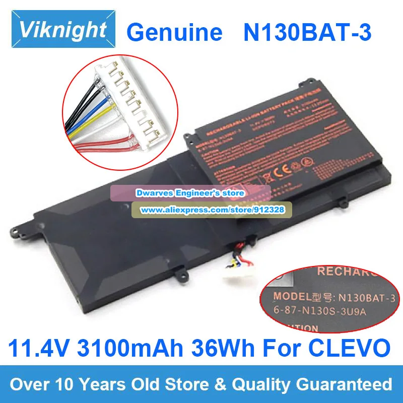 Genuine N130BAT-3 Battery 11.4V 3100mAh 32W for Clevo N131WU N130WU N131BU N141WU NP3130 InfinityBook Pro13 14 Haier Lingyue S4