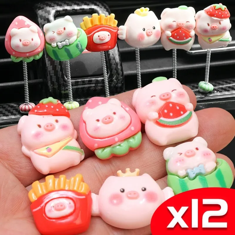 Watermelon Piglet Car Ornaments Dashboard Center Console Screen Navigation DIY Decor Accessories Mini Pig Desktop Ornament Gifts