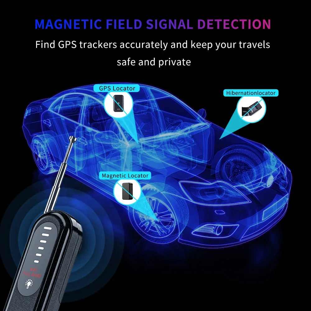 Anti Spy Bug Detector Hidden Camera Finder GPS Detector 5 Levels Sensitivity Wireless RF Signal Scanner Device for GPS Tracker