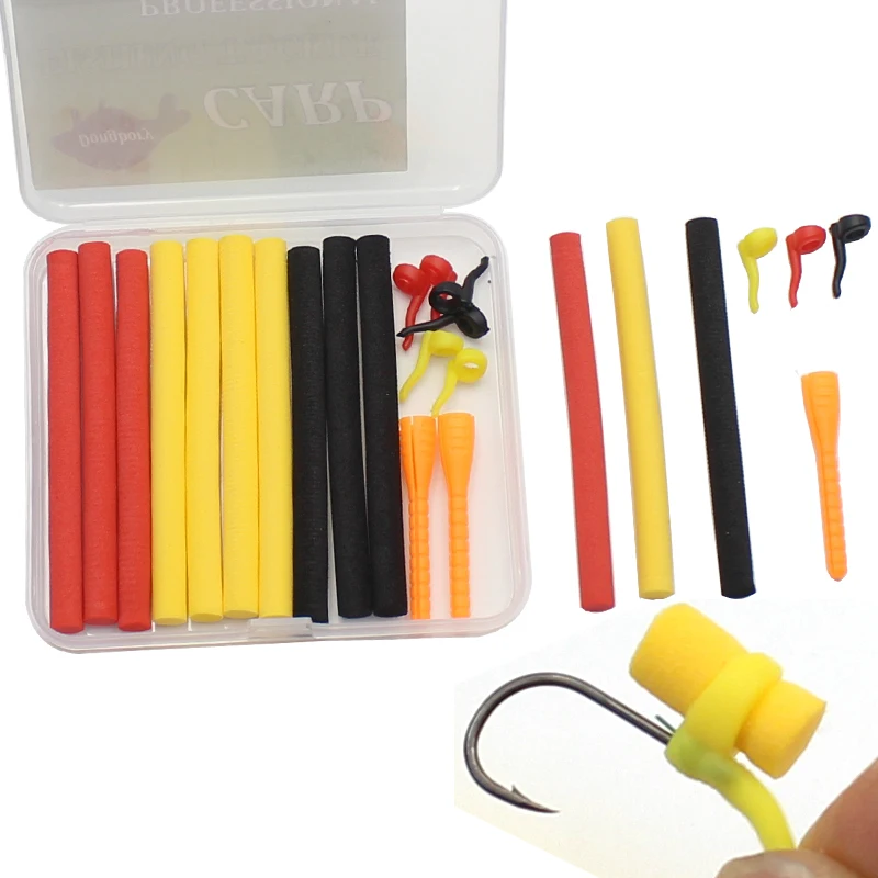 1box Carp Fishing Kit Bait Zig Rig Foam Stick Pop Up Boilies Hair Ronnie Rig Carp Fishing Lure Feeder Tackle Akcesoria