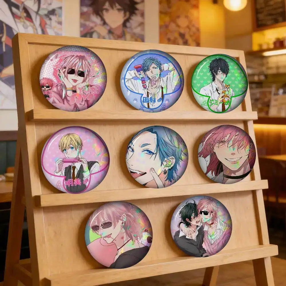 Niedliche Manga Yarichin Tamura Yuri 32/44/58MM Anpassbare Anstecknadeln Süße Lustige Kreative Abzeichen Schmuck Deko Geschenke für Freunde