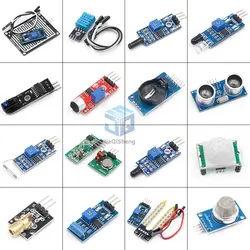 16pcs/lot  pi 2 3 the sensor module package HC-SR04 501 DHT11 DS3231 KY-008 Sound Rain Soil sensor for arduino kit