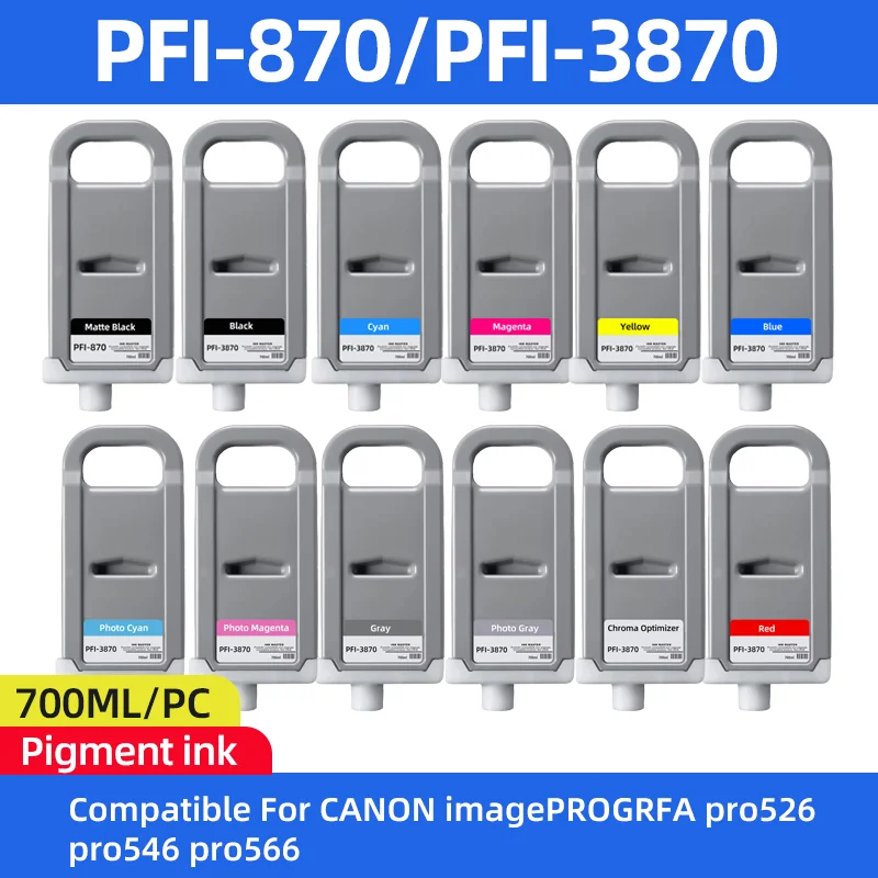 

Чернильный картридж PFI-870 PFI-3870 PFI3870 PFI870 с пигментными чернилами, совместимый с принтерами Canon imagePROGRAF pro526, pro546, pro566
