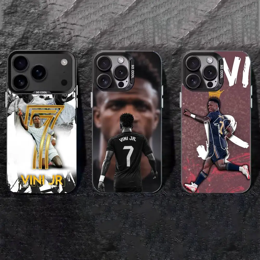 

Football Player V-VINI J-JR Phone Case For iPhone 17,16,15,14,13,12,11 Plus,Pro Max,XS,Colored silver phone case