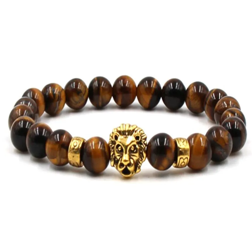 

8mm Tiger Eye Gemstone Mala Bracelet 7.5 inches Stackable Semi-Precious Stones Trendy Cuff Men Ethnic Prayer