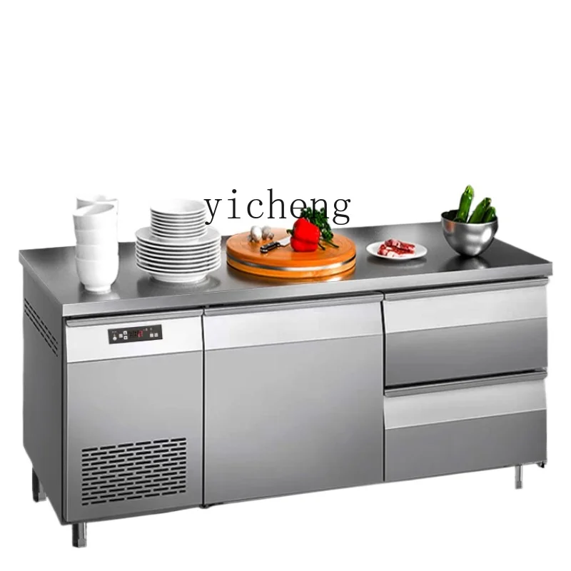 XL Refrigerated Table Freezer Operating Table Commercial Fresh-Keeping Air-Cooled Kitchen Refrigerator