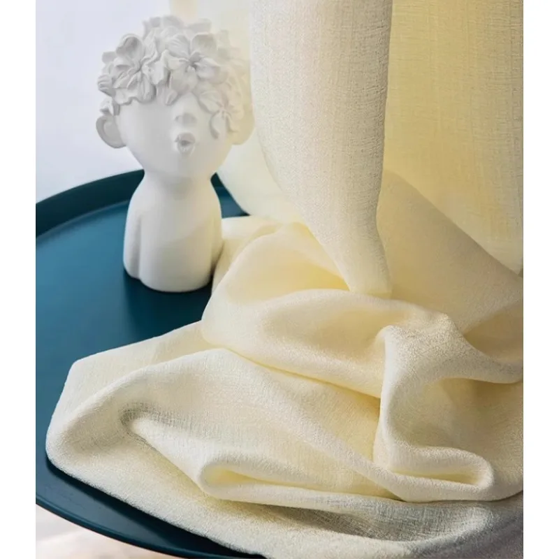 New Simple Yellow To Soften The Dazzling Light Semi-blackout Curtains Living Room Bedroom Balcony Curtains