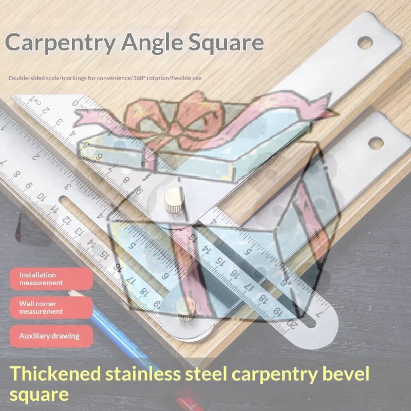 【CCA】Woodworking Scriber Ruler High Accuracy T-Shape Multi-Angle Scribing Tool Metal Movable Angle Ruler Dovetail Gauge