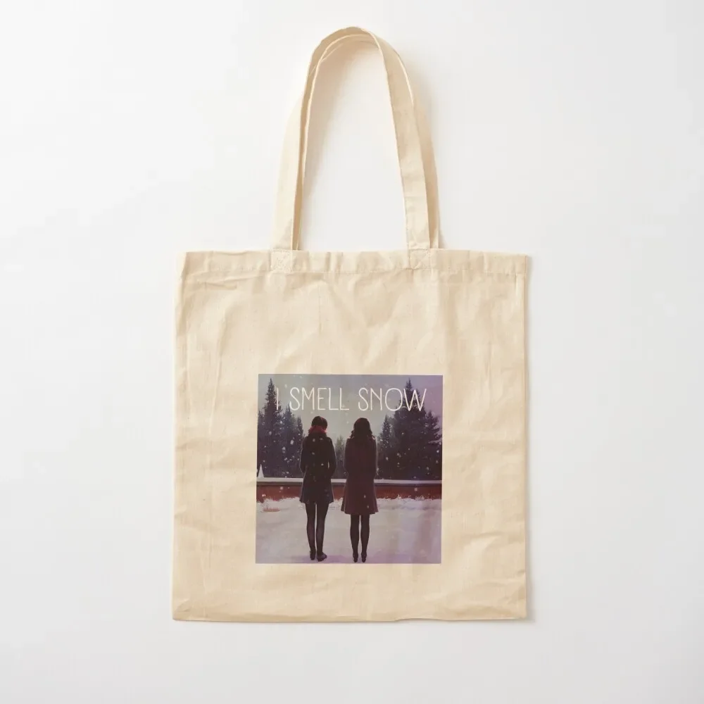 

I Smell Snow - The Girls Watching the Snow at Winter - Christmas Tote Bag woman shopping bag Canvas stote bag