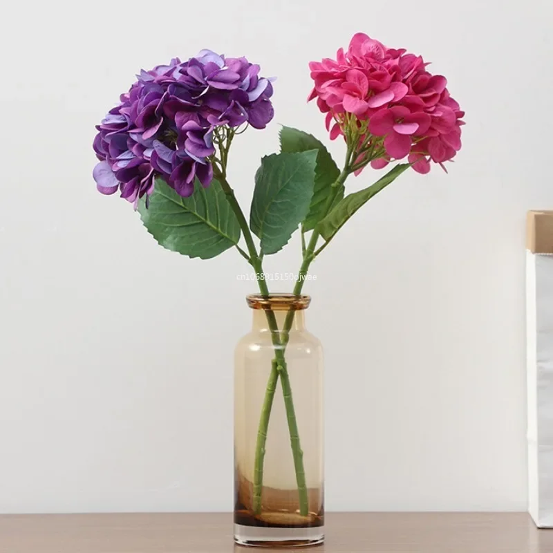 Cabeza de hortensia preservada Natural de 20-25cm con tallo, ramo de flores de exhibición eterna para accesorios de decoración del hogar de boda ukuات