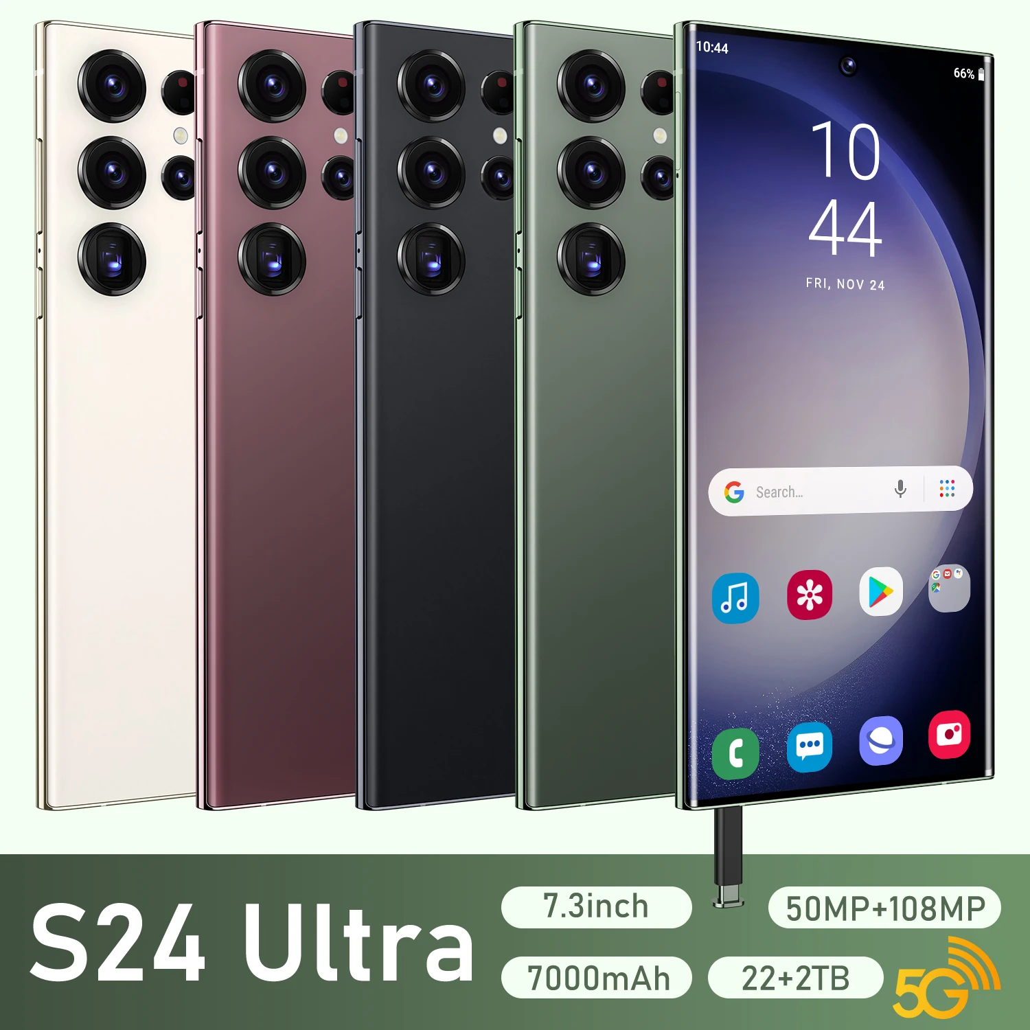 

S24 Ultra Smartphone 5G Android 7.3 inch full screen display 7000mAh Battey 50MP+108MP camera unlocked Global version cellphones