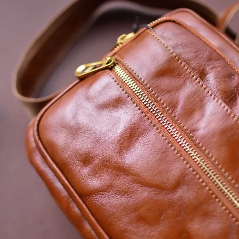 AETOO Leather men's bag cowhide crossbody bag shoulder bag casual retro Korean version of all matching women's bag diagonal bag