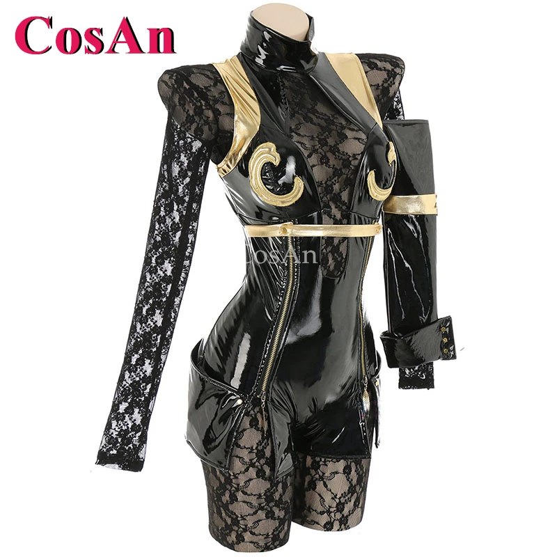 CosAn Hot Anime Game Operator 6O Cosplay Costumes Black Patent Leather Bodysuit Uniforms Party Role Play Clothing New