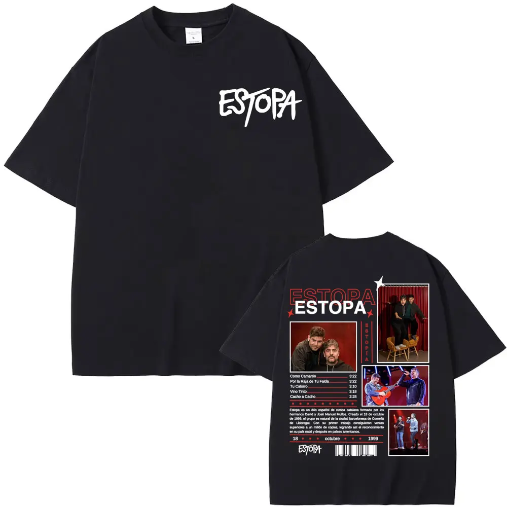 Camisetas gráficas del rapero Estopa 2025 Tour para hombres y mujeres, camisetas Harajuku Vintage Hip Hop Street, Camiseta informal de algodón con cuello redondo para hombre