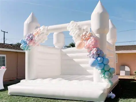 Inflatable Wedding White Bounce House Inflatable Bouncer Castle Jumping AndBed Outdoor Bouncy Castle For Party With Blower