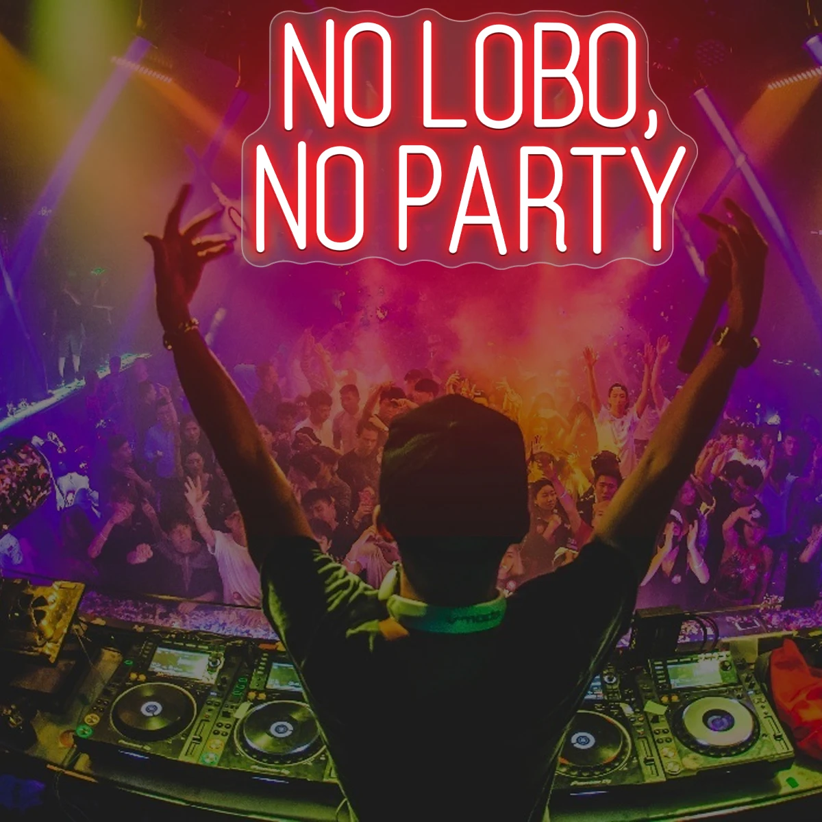 No Lobo NO PARTY neon na zamówienie na imprezę w klubie nocnym atmosfera neonowa sprawia, że impreza jest bardziej atrakcyjna