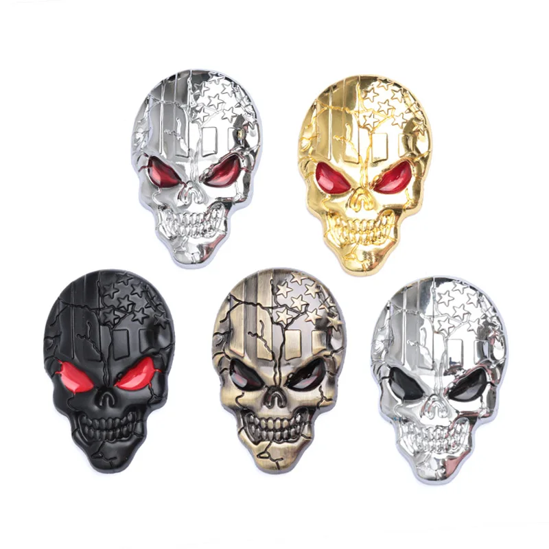 1Pcs Fashion 3D Demon Skull Zinc Alloy Metal Car Sticker for Car Motorcycle Logo Skull Emblem Badge Car Styling Stickers