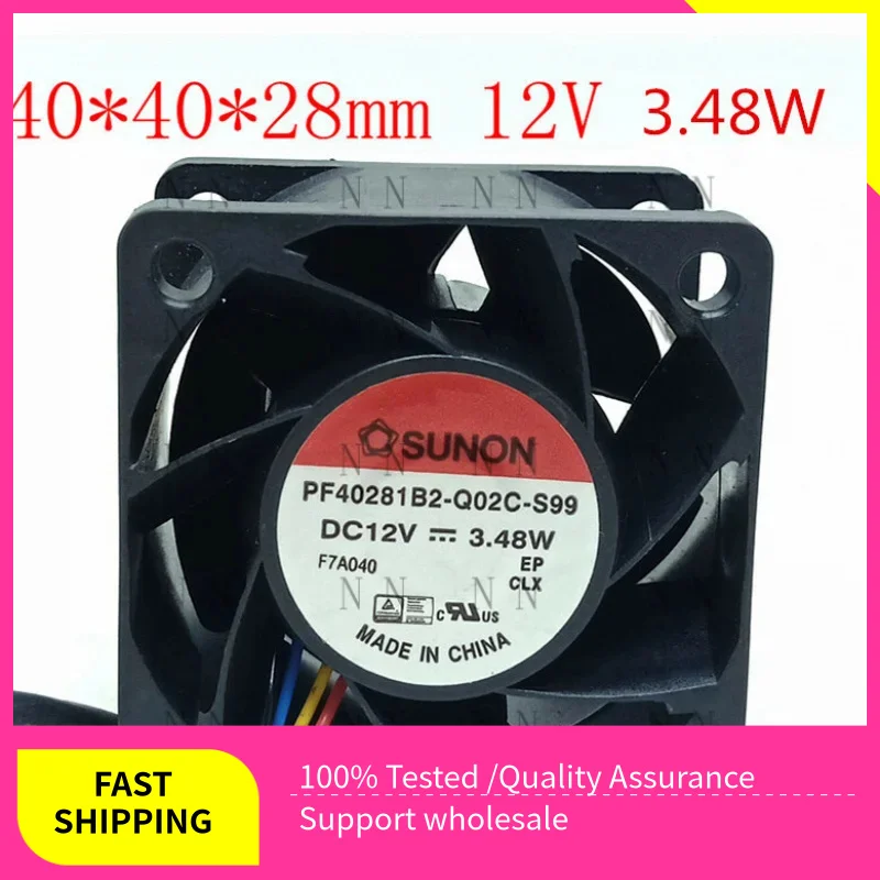 GGT   FOR SUNON PF40281B2-Q02C-S99 12V 3.48W 4CM 4028 4-wire Power Supply  PWM Server Fan
